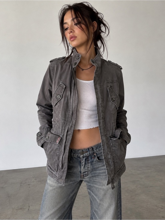 Esprit Jackets & Blazers - Esprit Y2K Military Utility Field Jacket Gray Cargo Safari Moto Sz M